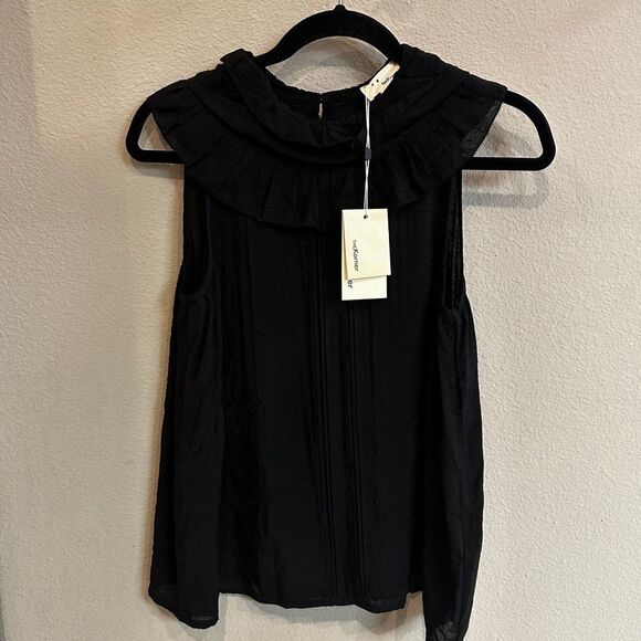The Korner | XS | black ruffle collar NWT top - Picture 1 of 8